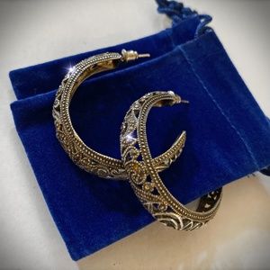 Lacy Marcasite Hoop Earrings